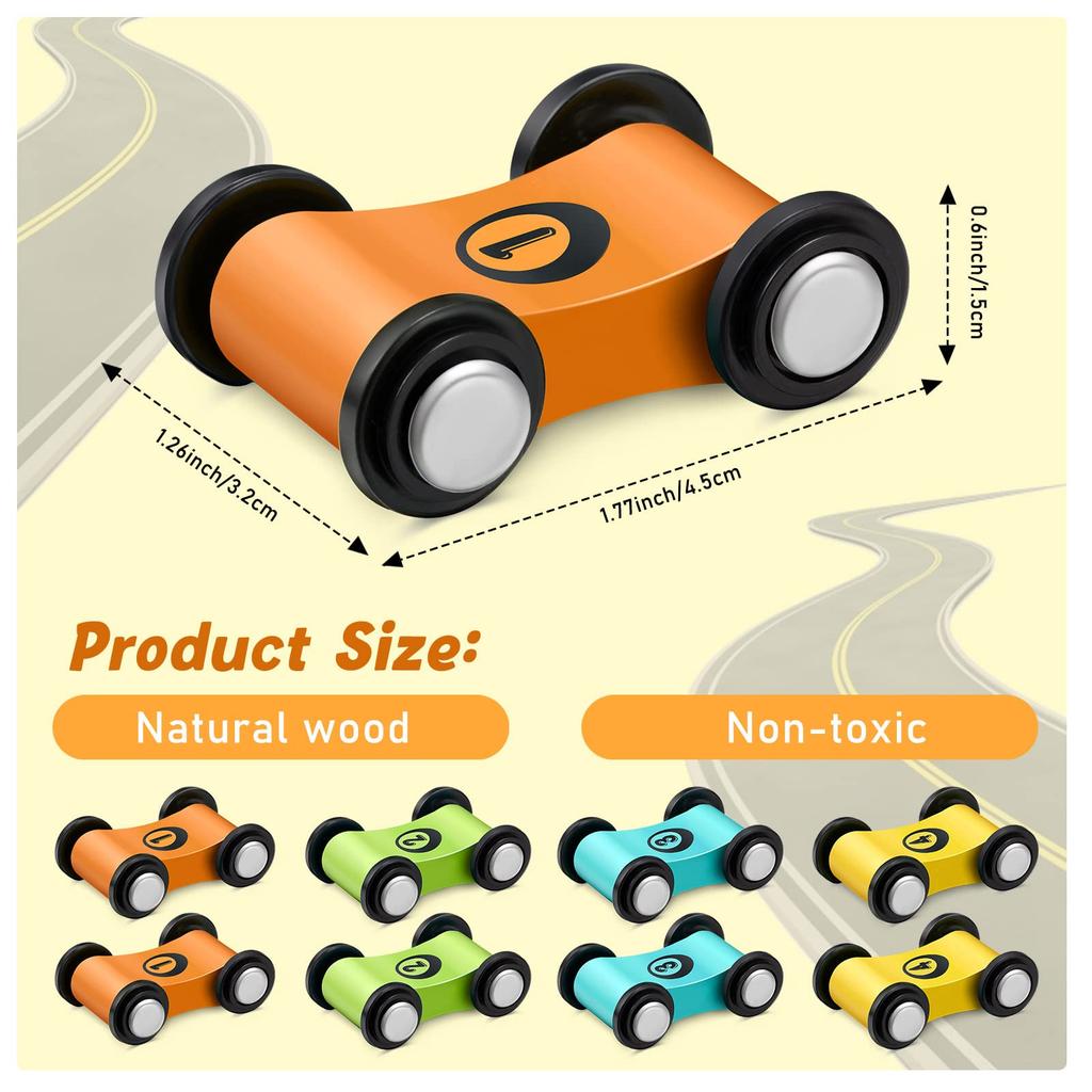 1/4Pcs Mini Wooden Gliding Car Toys Ramp Race Mini Slide Track Car Games Replacement Car Colorful Fun Model Vehicle Toys For Boy