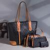 New Embossed Large Tote Bag High Quality PU Ladies Handbag Trendy Single Shoulder Oblique Span Bag Large Capacity Women's 4 Pcs Set Mother-child Bag