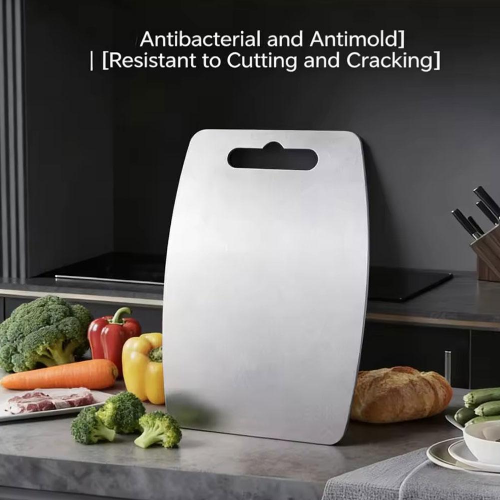 304 Stainless Steel Cutting Board, Double-Sided Non-Slip Chopping Board, Anti-Mildew Antibacterial Food Grade Board for Kitchen