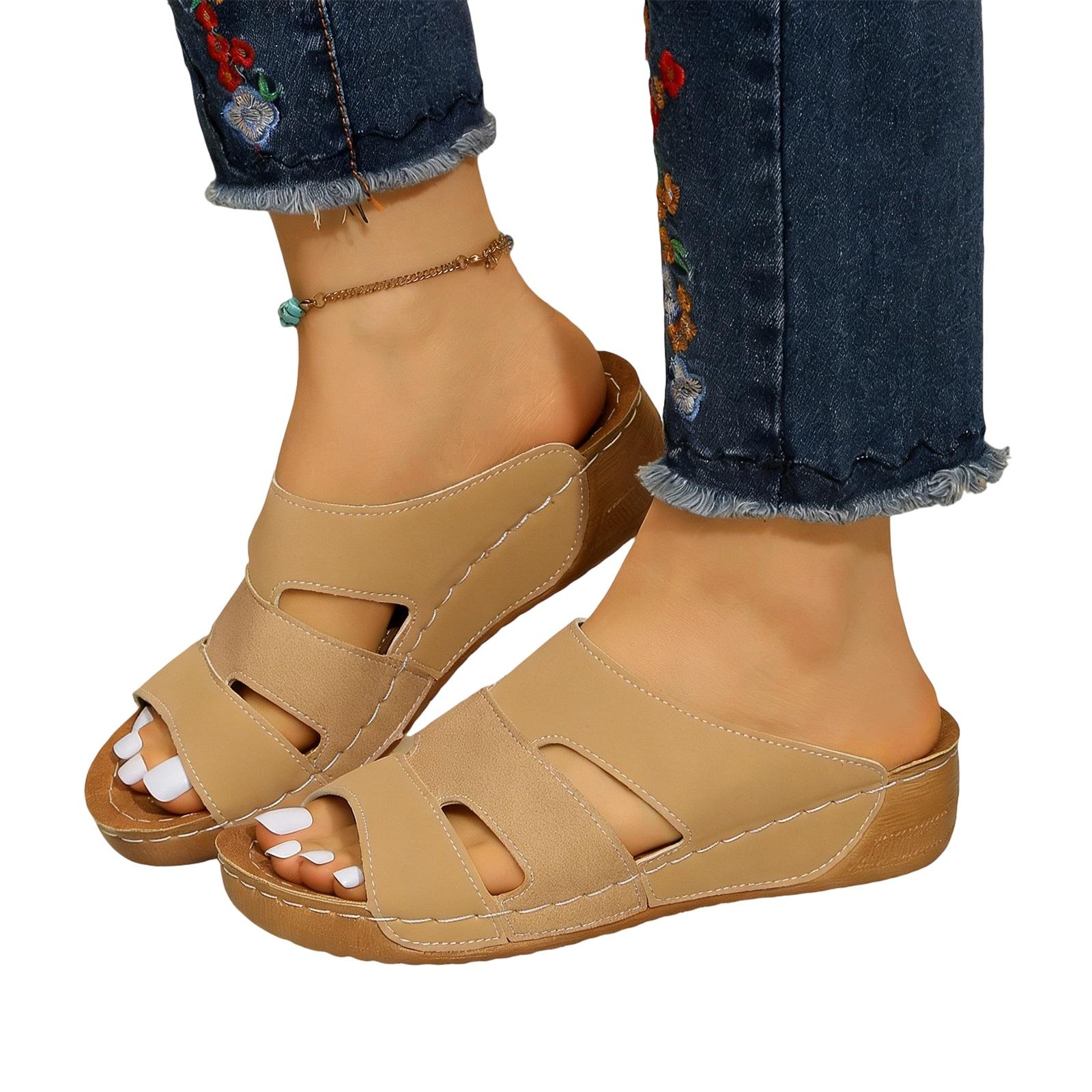 Women s Fashion Plus-Size Round-Toe Casual Flip-Flops 36