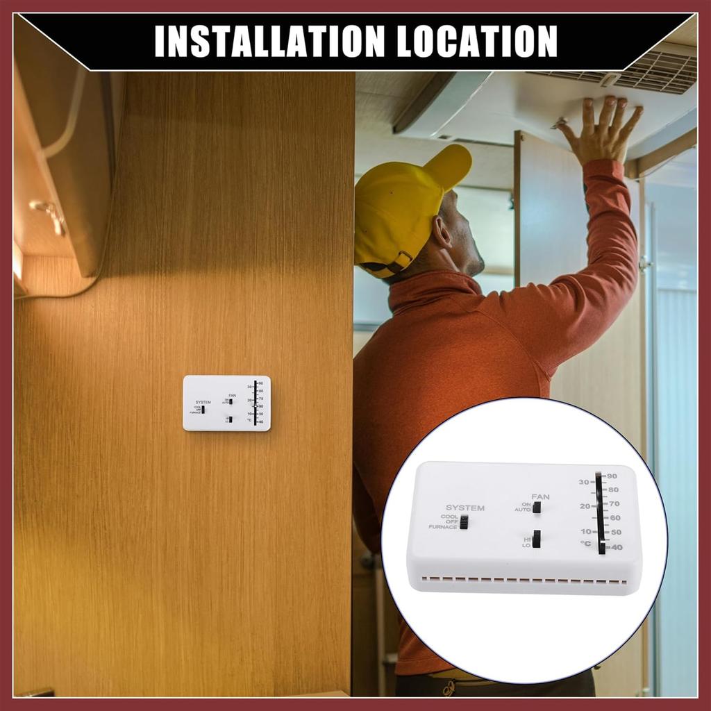 RV Analog Control Heating/Cooling Thermostat Kit for for Campers Motorhome/for Duo-Therm Thermostat RV Analog Control / 40-90°F Temp on A/C and