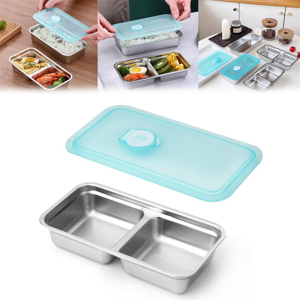 

Double Compartment Snack Box Stainless Steel Lunch Box Travel and Outdoor Campin 2