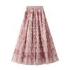 Blue Mesh Skirt Summer Sweet Long Tulle Cake Skirt Women Fashion Half Length Skirt