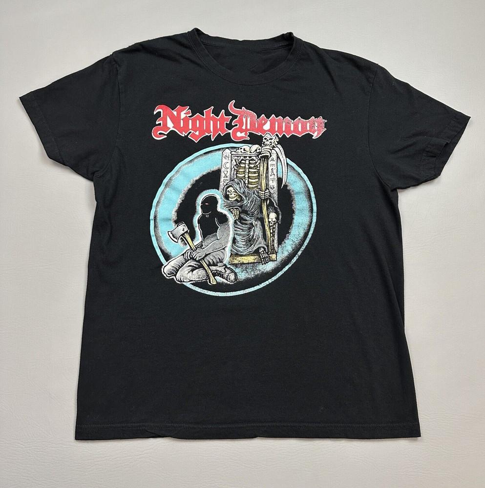 Винтажная черная футболка с коротким рукавом группы Night Demon, все размеры AR1036, унисекс XL