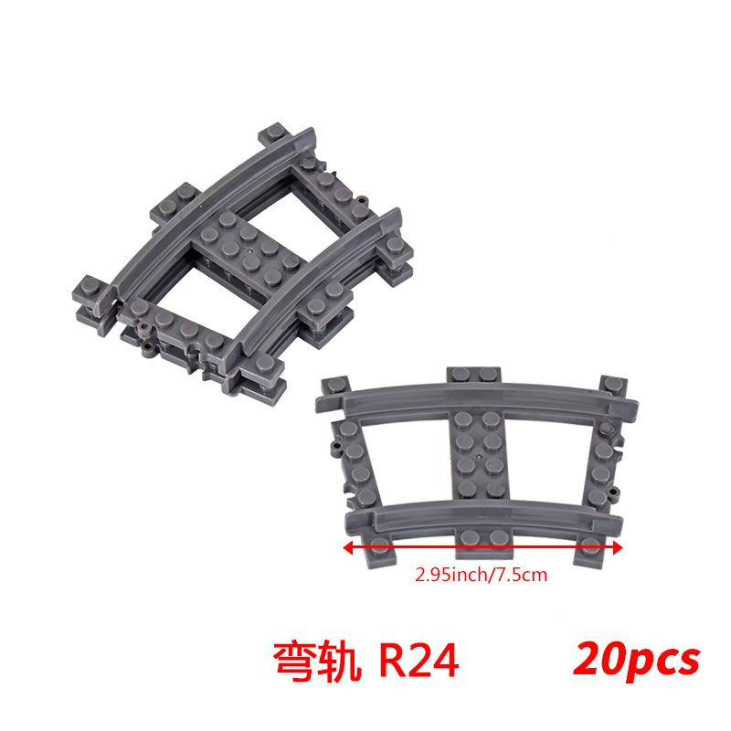 20PCS MOC City Bricks Train Flexible Construction Parts Railway Curve Track R120 Building Blocks Model Accessories Compatible