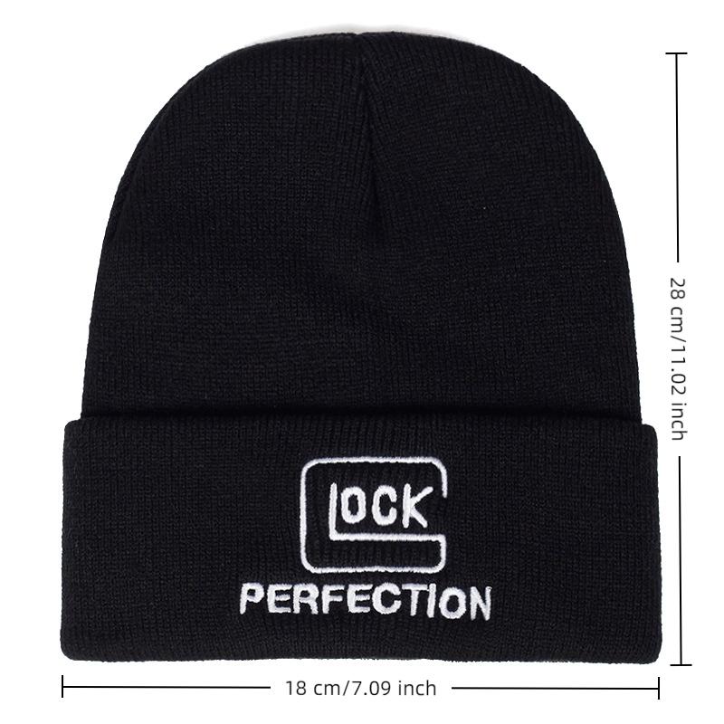 Embroidered Knitted Hat For Men Outdoor Leisure Beanie Hat For Women Autumn And Winter Vintage Hip Hop Black Cap