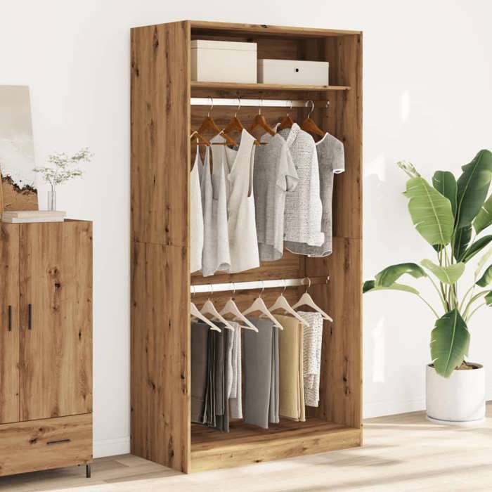 VidaXL Wardrobe Artisan Oak 100x50x200 Cm Engineered Wood, Storage Cabinet, Wardrobe Organizer, 3307809