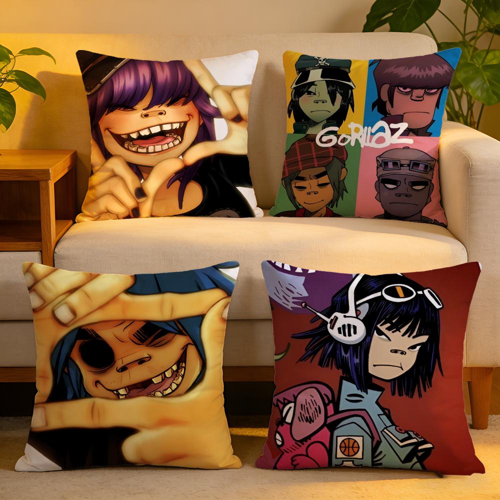 Cushion Cover Linen SkinFriendly Soft Decorative Case for Sofa Home Decor GGorillaz Music Brand Pillow cover