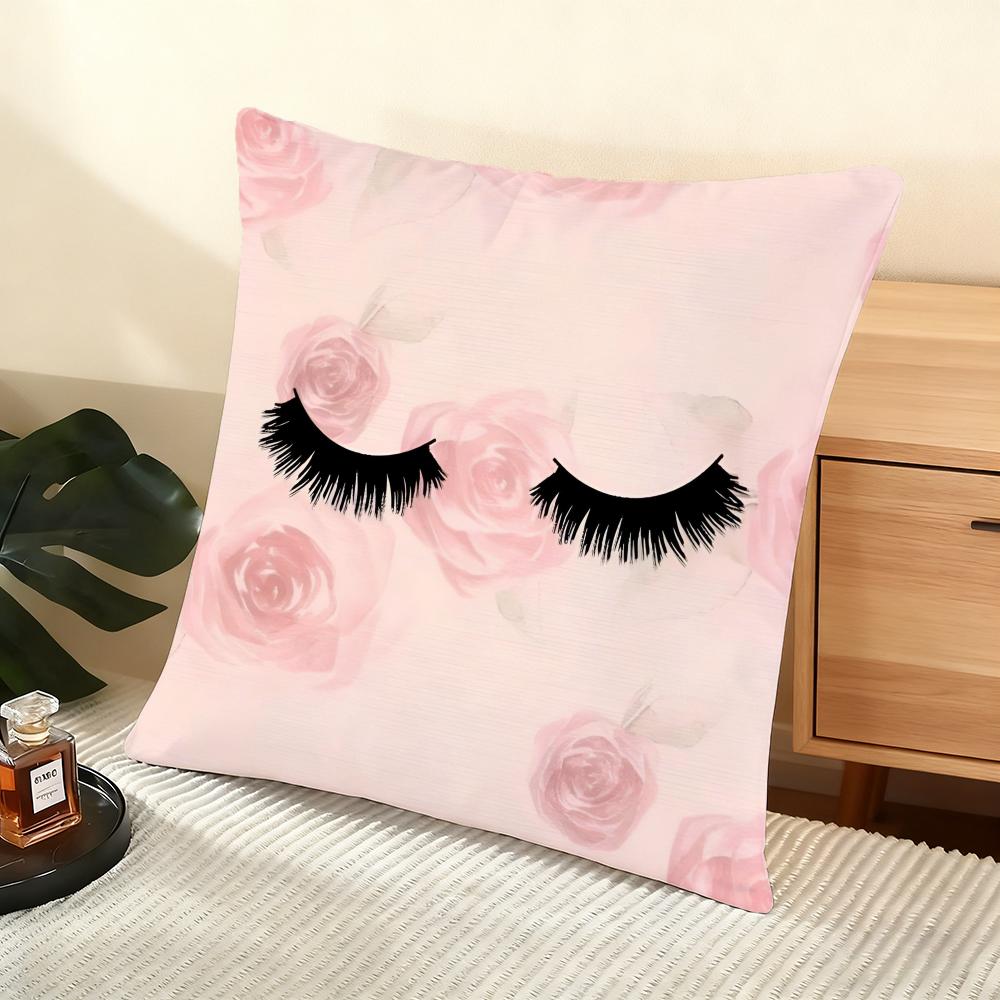 Beauty Makeup Eyelash Cushion Cover Soft Short Plush Pillow Cover Smooth Cozy Texture Aesthetic Cushion Case Home Decor
