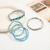 Bohemian Beaded Bow Knot & Turquoise Bracelet Set - 5 Pieces