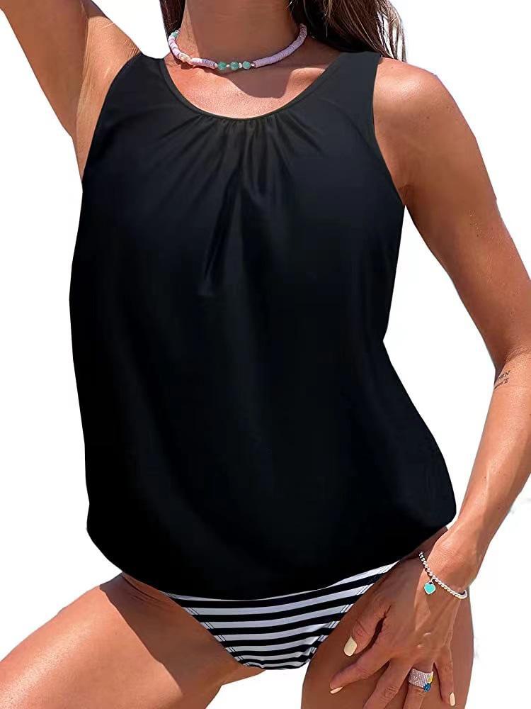 2023 Stylish High-End Off-Shoulder Tankini: Sexy, Backless, Solid Color Swimwear