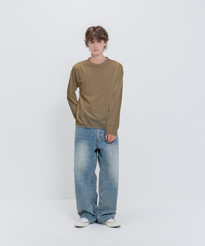 PSSHOPPER Layered Inner Cropped Long Sleeve T-Shirt [Vintage Brown]