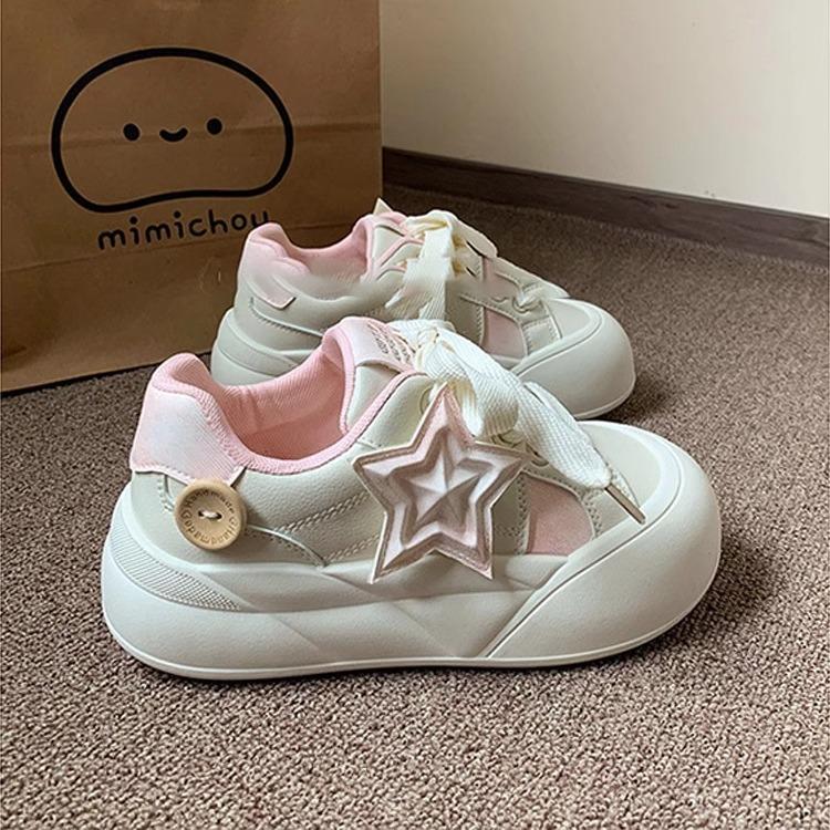 2025 new summer little white shoes female cute platform casual versatile milk huhu big head bread shoes round head board shoes