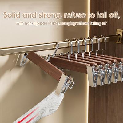 Holz Kleiderbügel mit Clips tragbar Schrank Kleiderbügel Rutschfester Organizer für Kleid Hose Jacke Bluse Kleidung Wäscheschrank