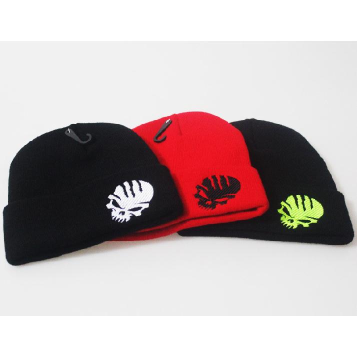 New European and American style popular warm ski hat with skull embroidery, knitted beanie, pullover student hat