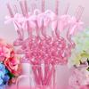 8pcs Colorful Sparkle Pink Bow Straws Shimmer Effect Sparkle Straws  Birthday Parties
