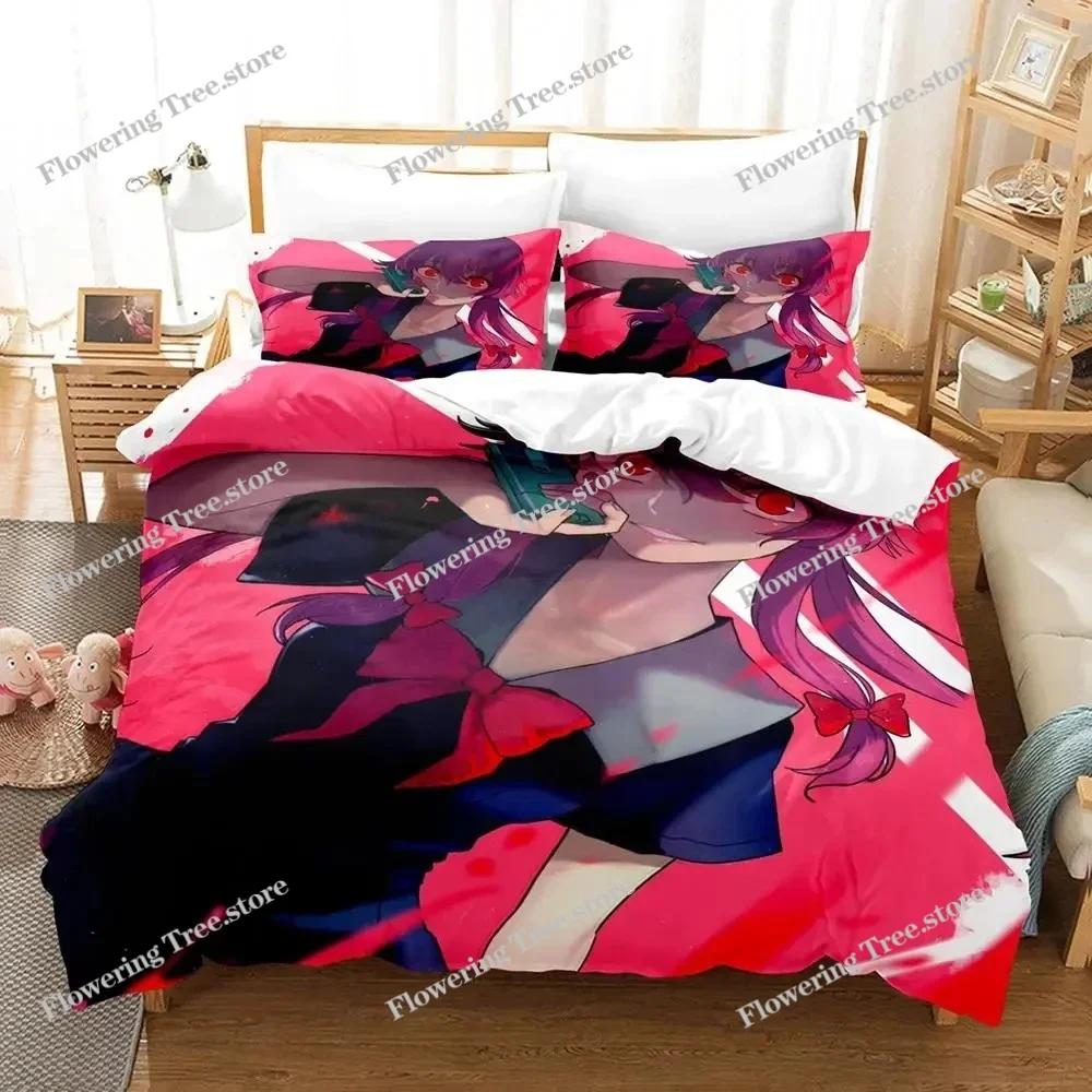 Anime Future Diary Yuno Gasai Bettwäscheset Jungen Mädchen Twin Queen Size Bettbezug Kissenbezug Bett Kinder Erwachsene Heimtextilien