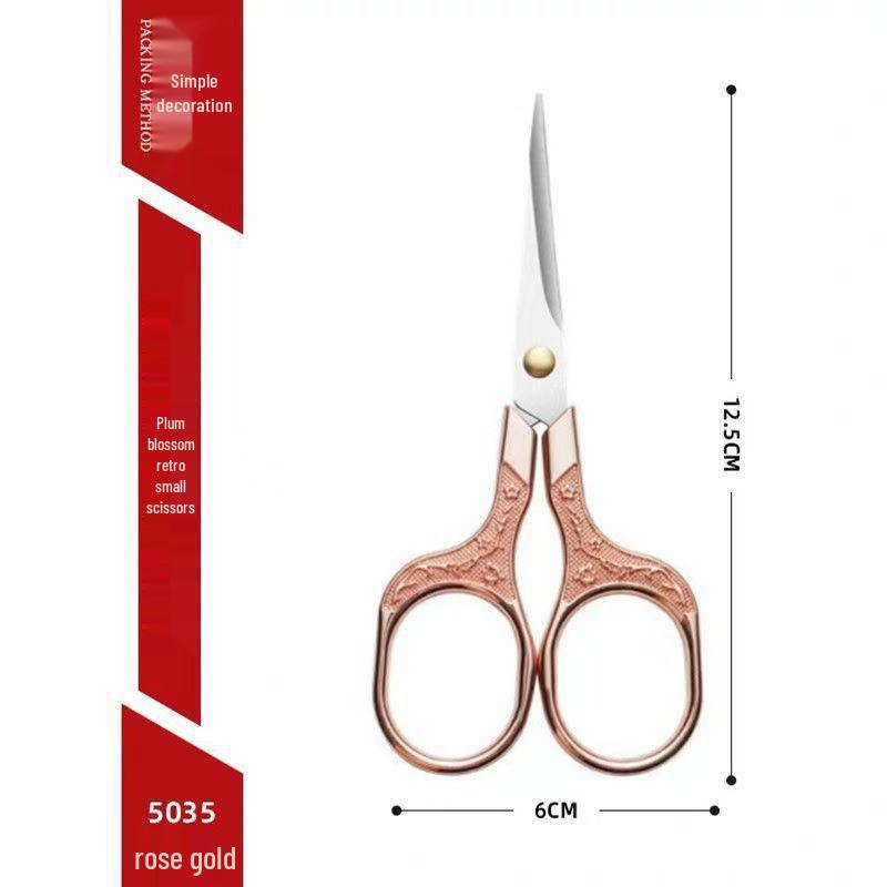Exquisite Stainless Steel Plum Blossom Scissors for Home & Office - Ideal for Tailoring, Cross Stitch, and Tea Art.