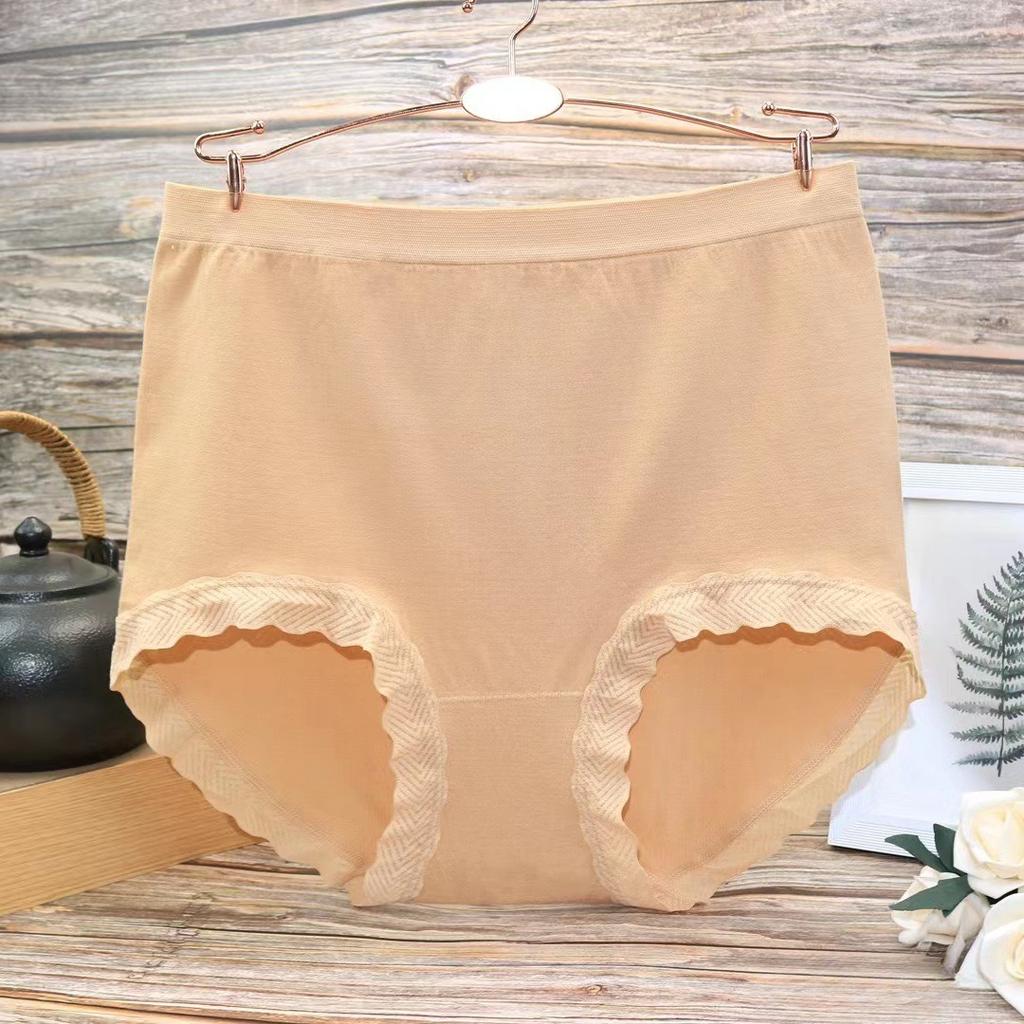 Plus Plus Size Women's Summer Lace Edge Seamless High Waist Briefs
