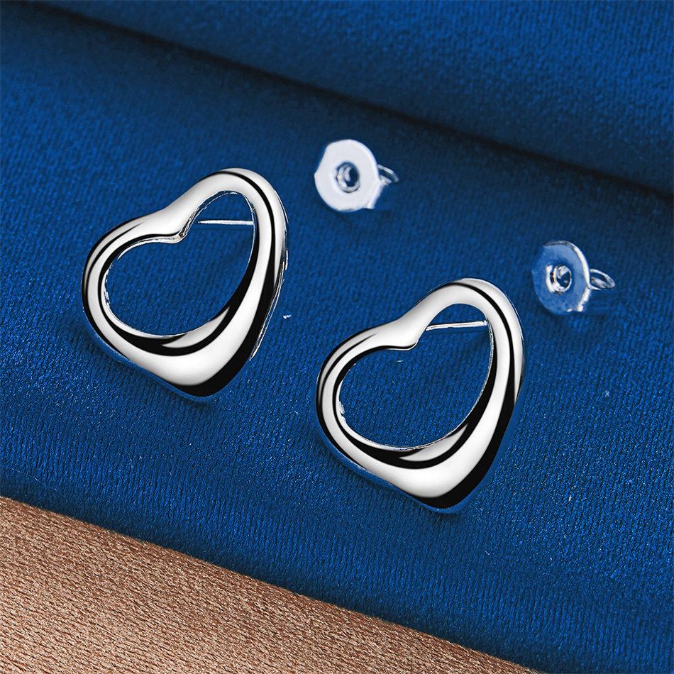 925 Sterling Silver Exquisite Six Hollow Heart Stud Earrings for Women Fashion Wedding Gift Accessories Party