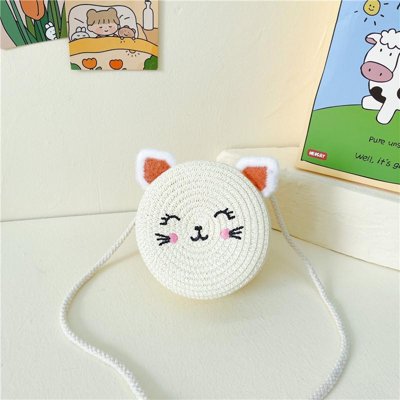 Adorable Mini Sac Tissé Chat Pour Filles Accessoire Élégant Pour Tout-Petits Couleurs Vives