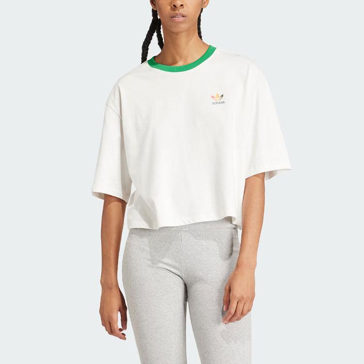 adidas Originals Women's '80s Loose Print Short Sleeve Tee White Green IS0312