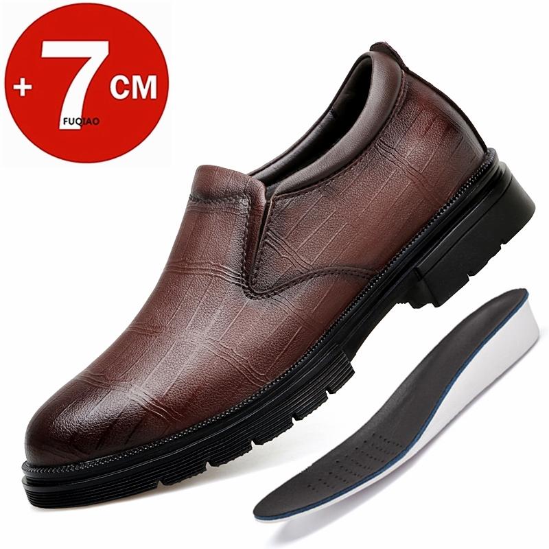Fashion Big Size Elevator Loafers Wedding Men Leather Shoes Business British Formal Dress Shoes Height Increase Insole 7CM Lift Moccasin