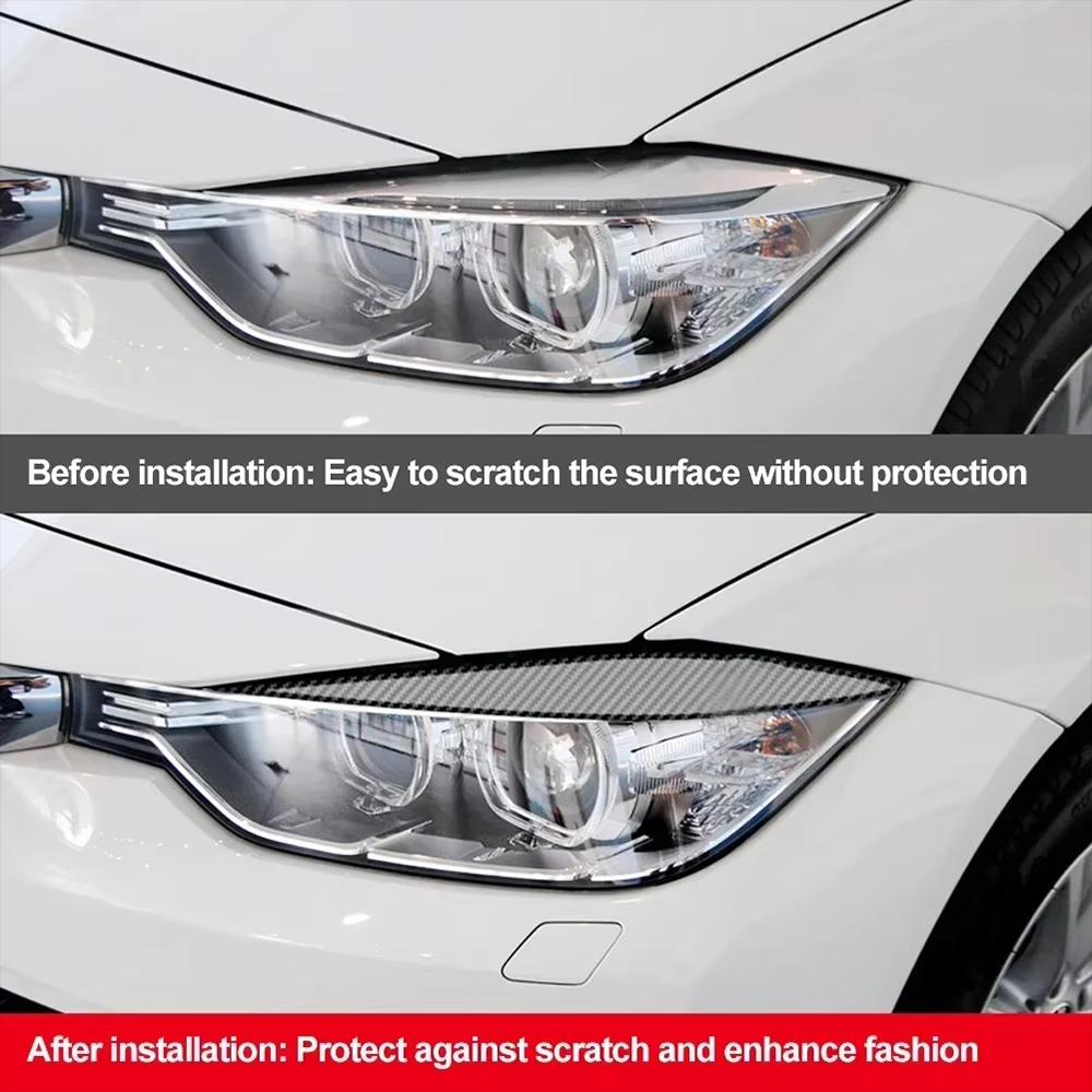 For BMW 3 Series F30 2013-2019 Carbon Fiber Headlight Eyebrow Trim Cover Decoration Styling Tape Film Accessories