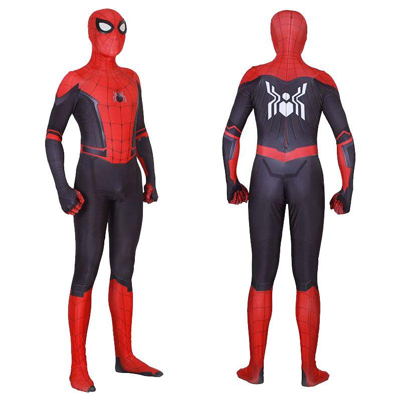 Hochwertiges Spiderman-Kostüm, Kostüm für Erwachsene und Kinder, Halloween-Kostüm, rot/schwarz, Spandex, Cosplay-Kleidung