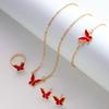 Elegant Butterfly Pendant Necklace Women Enamel Drip Design Minimalist Chic Jewelry Set In Multiple Colors