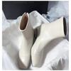 Fashion Square Toe Chunky Heel Back Zip Mid Heel Elegant Temperament Cut-out Special-shaped Heel Fashion Skinny Women's Boots
