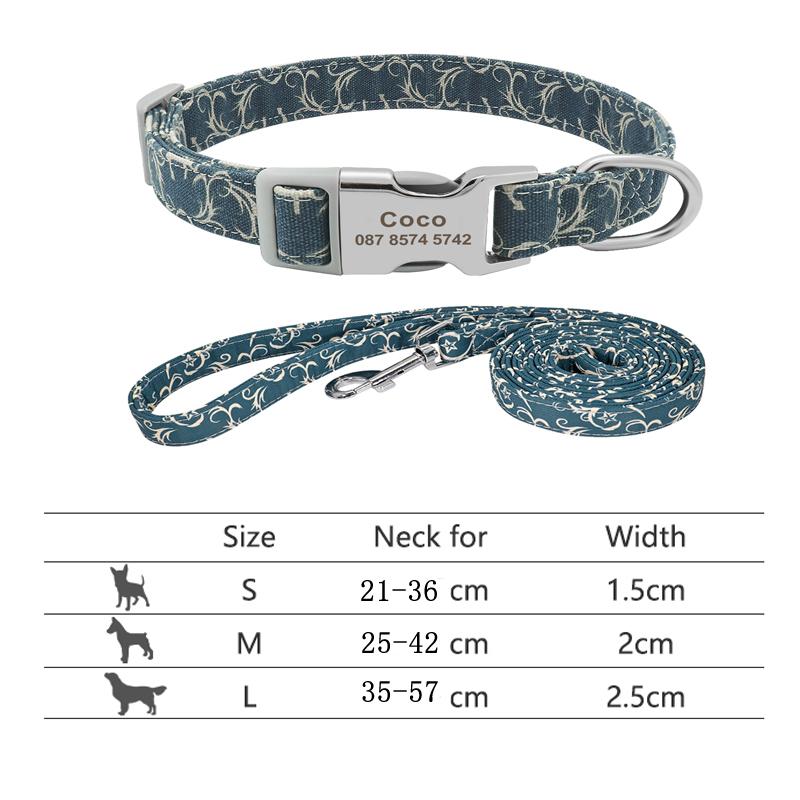 Ensemble Collier et Laisse Personnalisés pour Chien Réfléchissant Nylon Colliers pour Animaux Laisse Laisse Plaque d'Identité Gravée pour Petits Grands Chiens Pitbull
