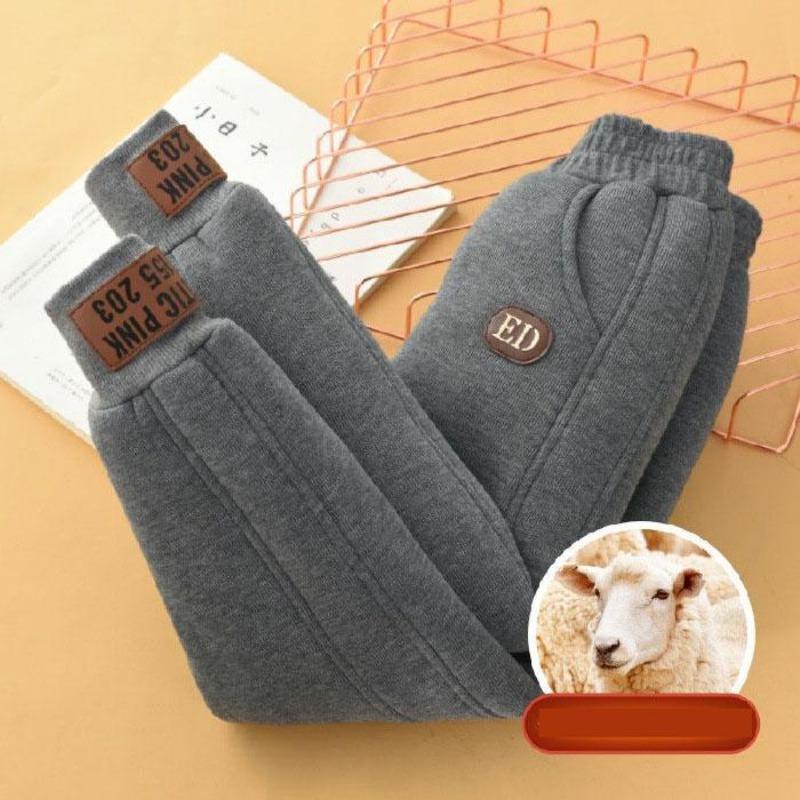 Autumn and Winter Boys Girls Padded Plush Velvet Trousers Big Kids Extra Thick Lamb Wool Warm Snow Pants Children Thick Cotton Pants