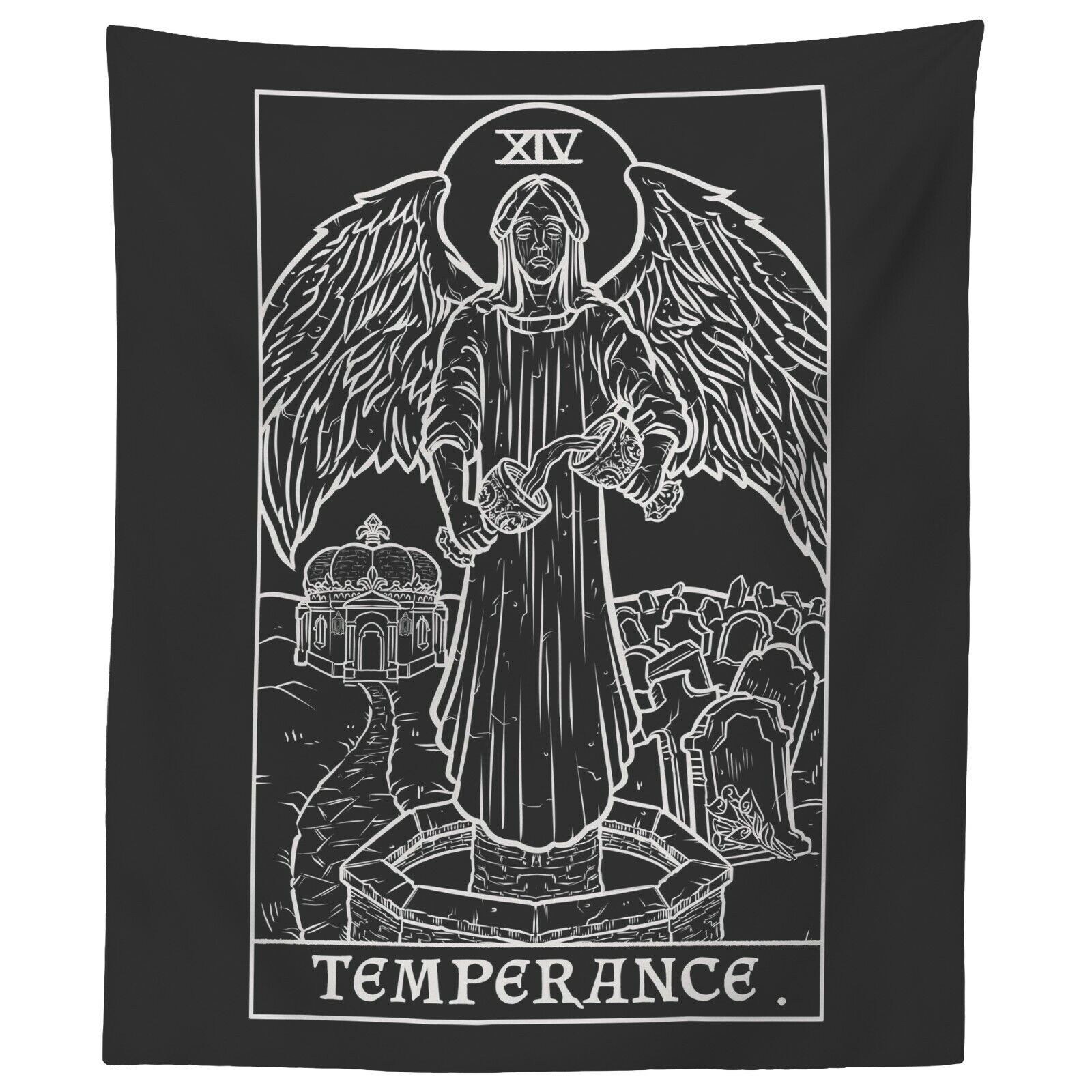 Tapestry Tarot Card Temperance Weeping Angel 75x100 чёрный