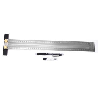 Edelstahl T-Typ Lochlineal Anreißlineal Holzbearbeitung Markierungswerkzeug mit Automatik