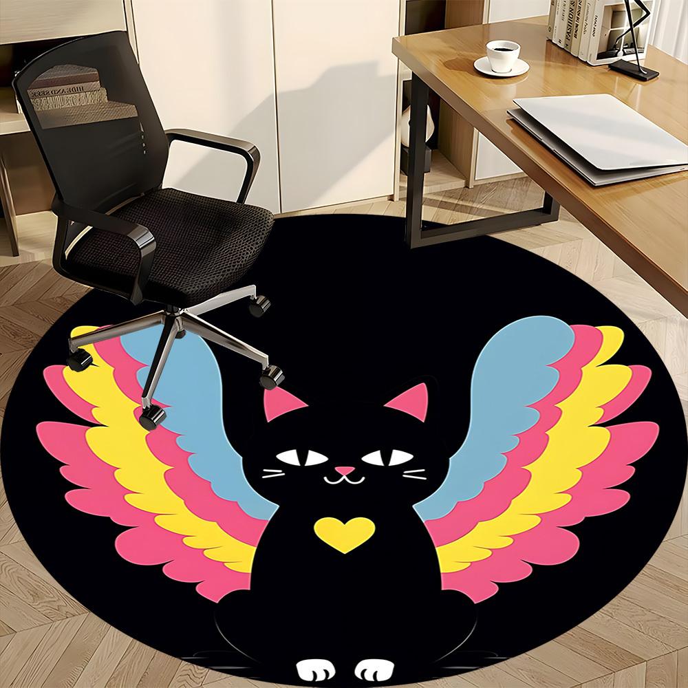 1PC Angel Cat Chair Carpet for Office, Indoor Non-Slip Washable Carpet, Soft Comfortable Mat For Office Room yy250930110