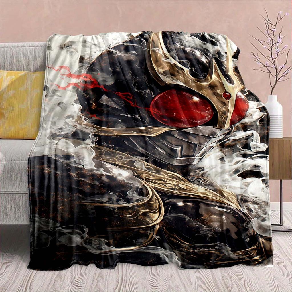 Kamen Rider Anime Flannel Blanket – Soft, Warm, Perfect for Sofas, Bedding, Camping, Travel, Office, and Home Decor – QJY