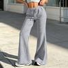 Women's Loose Fit Flared Sweatpants with Drawstring Waist, Casual Color Pants for Everyday Wear