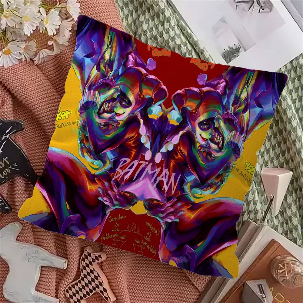 

H-Harley Q-Quinn Anime Office Cushion Pillowcase Car Cushion Cover45X45CM Lumbar Pillowcase Sofa Pillowcover 12x12Inch