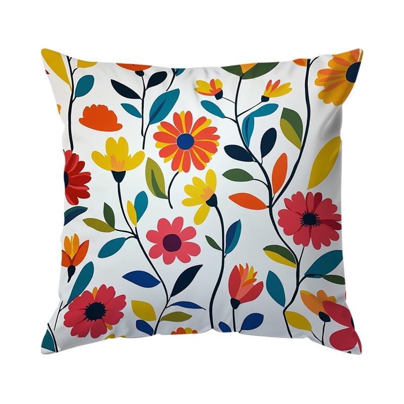 Home Decor Colorful Floral Pattern Decorative Pillow Covers Pattern Cushion Cover Suitable For Sofa Bedroom Car Pillow Cover