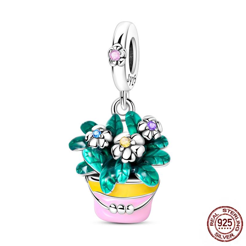 92 Styles Original Copper Green Series Cactus Avocado Clover Charms Bracelet Pendant Diy Clip Beads Women'S Jewelry