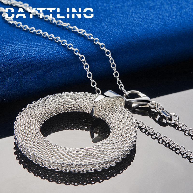 Charm 925 Sterling Silver 16-30 Inches Fine Hollow Round Necklace For Women Men Fashion Wedding Gifts Jewelry Party