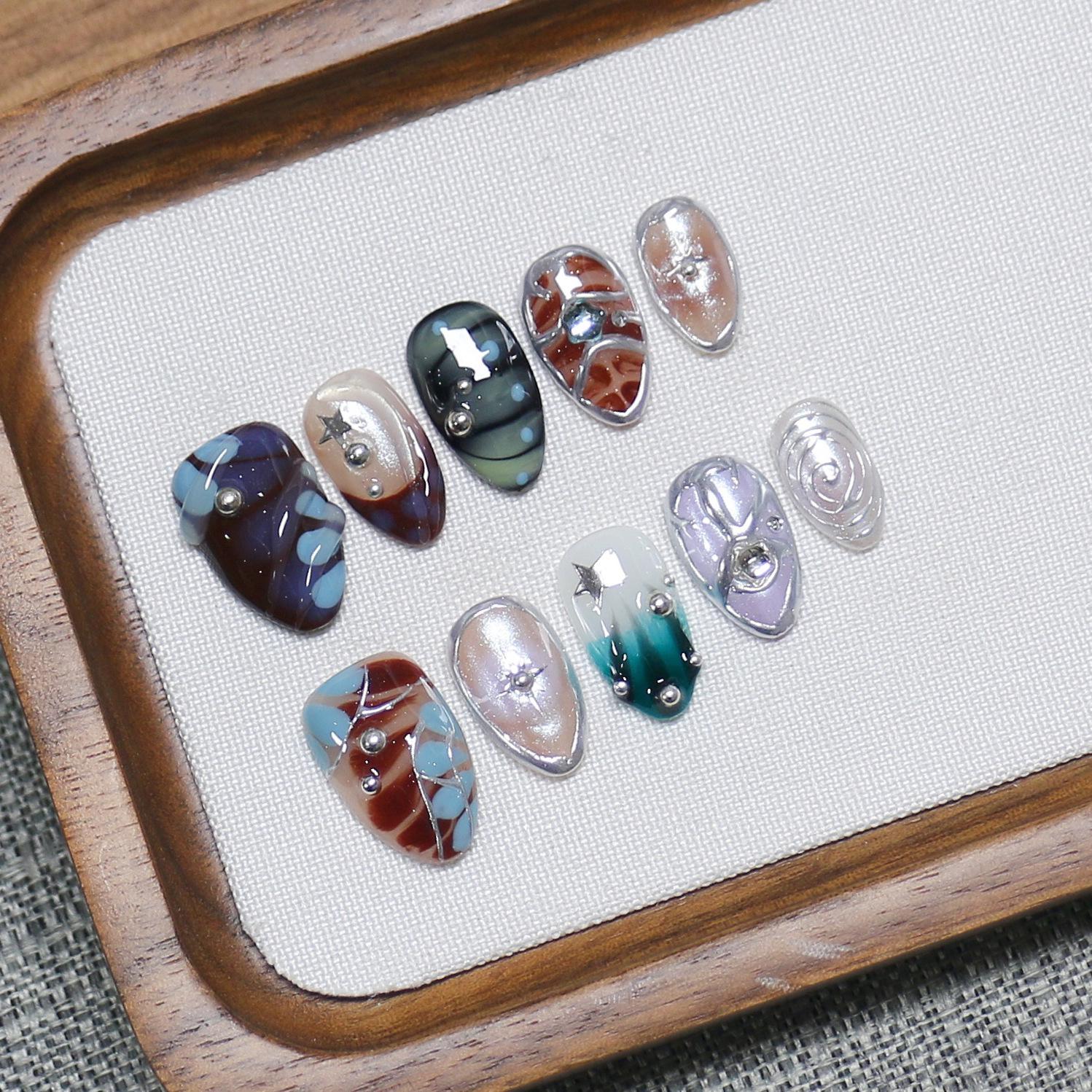 European and American Style Handmade Shell Nail Art Stickers - Detachable Wearable False Nails S