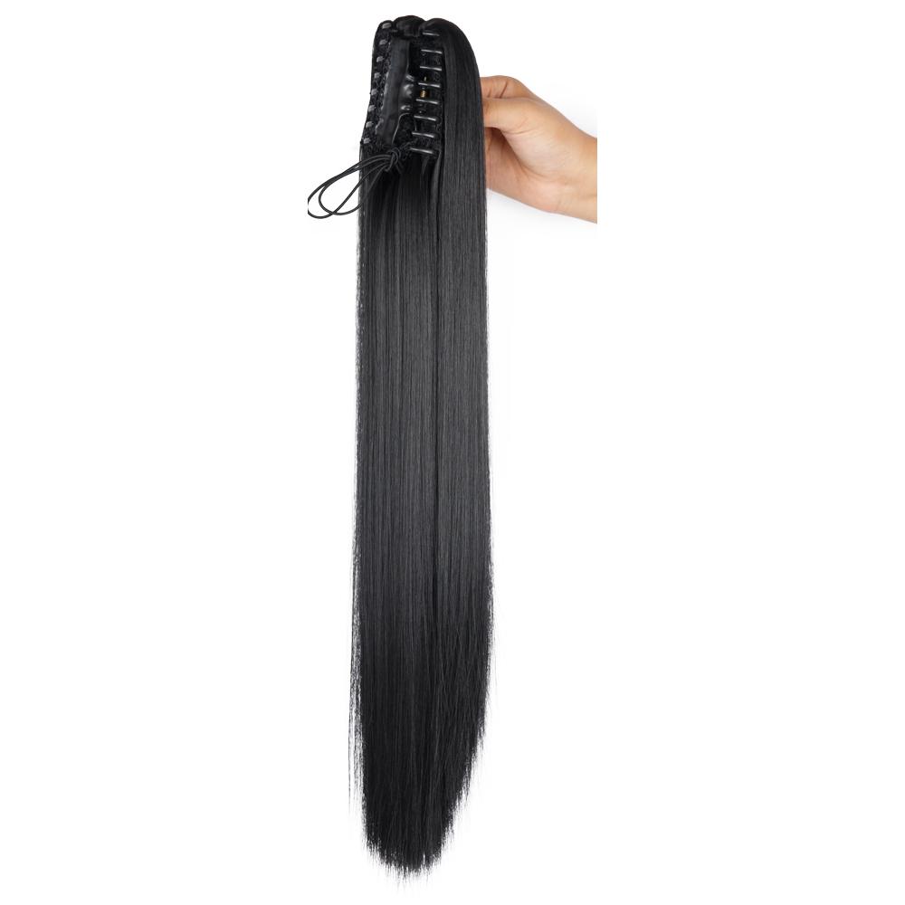 Synthetic Claw Clip In Ponytail Hair Extensions Long Straight 22 Inch Heat Resistant Pony Tail Hair Piece For Women Daily Use