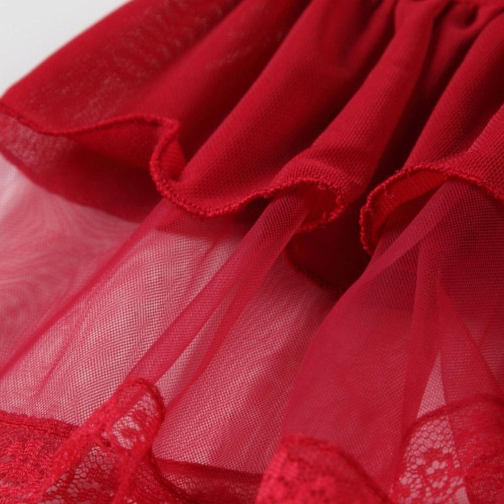 Ruffle Camisole Nightwear Transparent Mesh Nightdress Comfortable Lace Nightgown  Home
