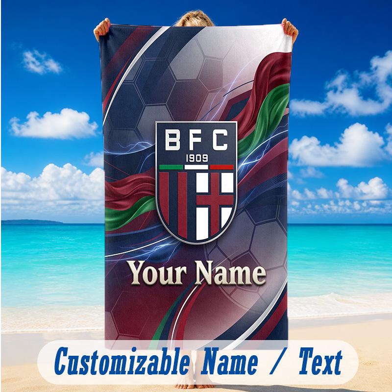 Beach Towel Custom Name Text, Quick Dry Large Towel For Beach HomeBologna FC