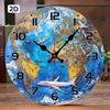 World Map Wooden Round Silent Hanging Wall Clock, Suitable For Living Room, Office, Study Room, Bedroom, Home Decoration.