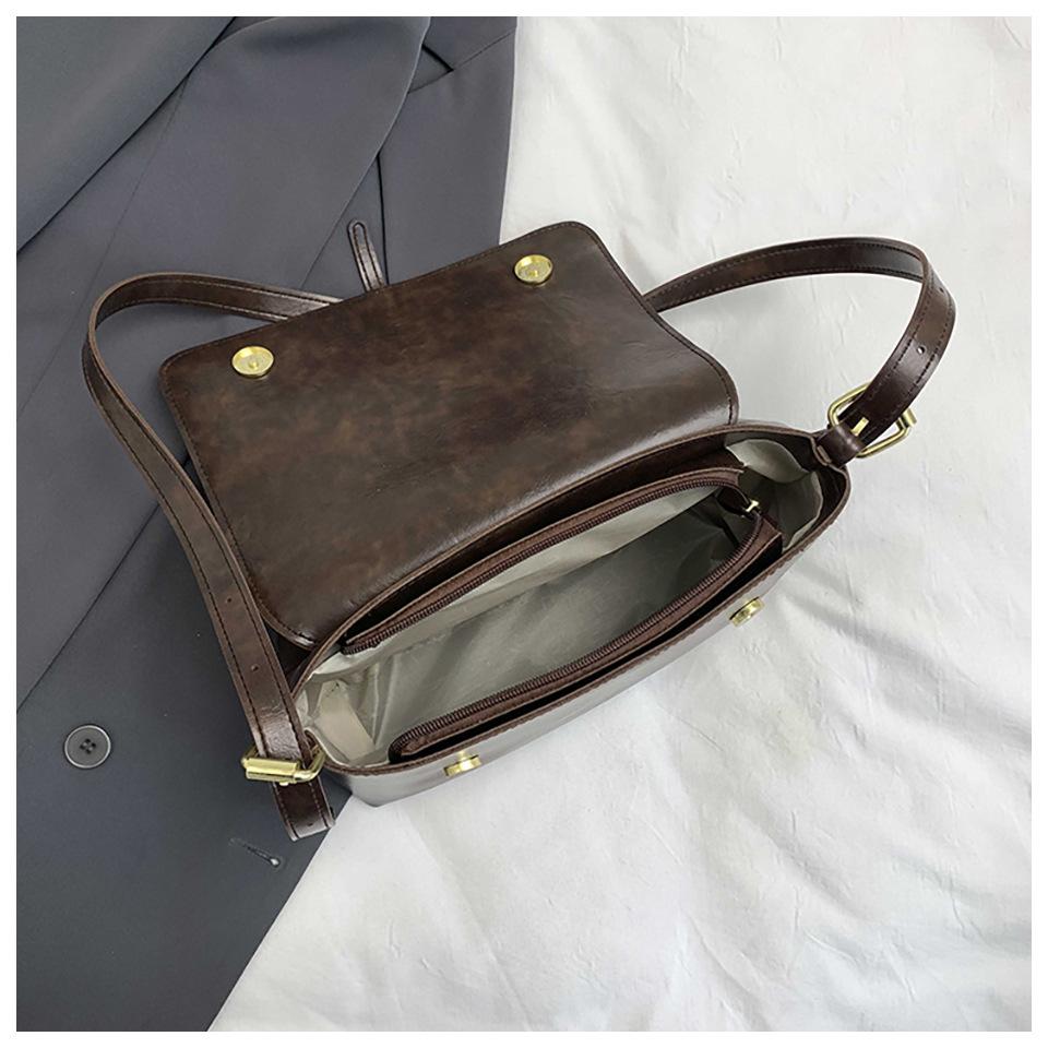 Retro Style Faux Leather Square Shoulder Bag Large Capacity Crossbody Purse for Women KTB