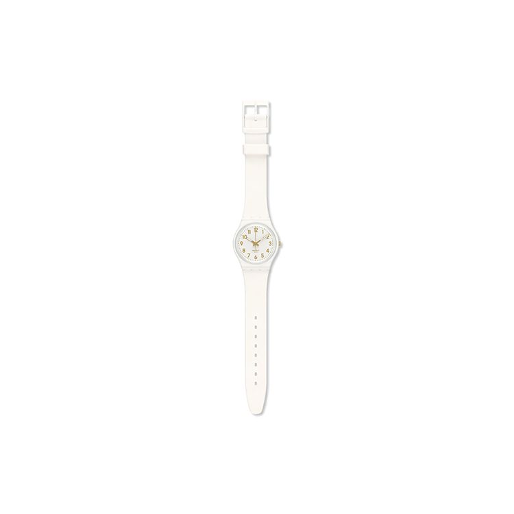 Swatch Originals Series Quartz Movement Simple Cute Watch 34mm White Dial Plastic Case Silicone Strap Women watches Gold GW164