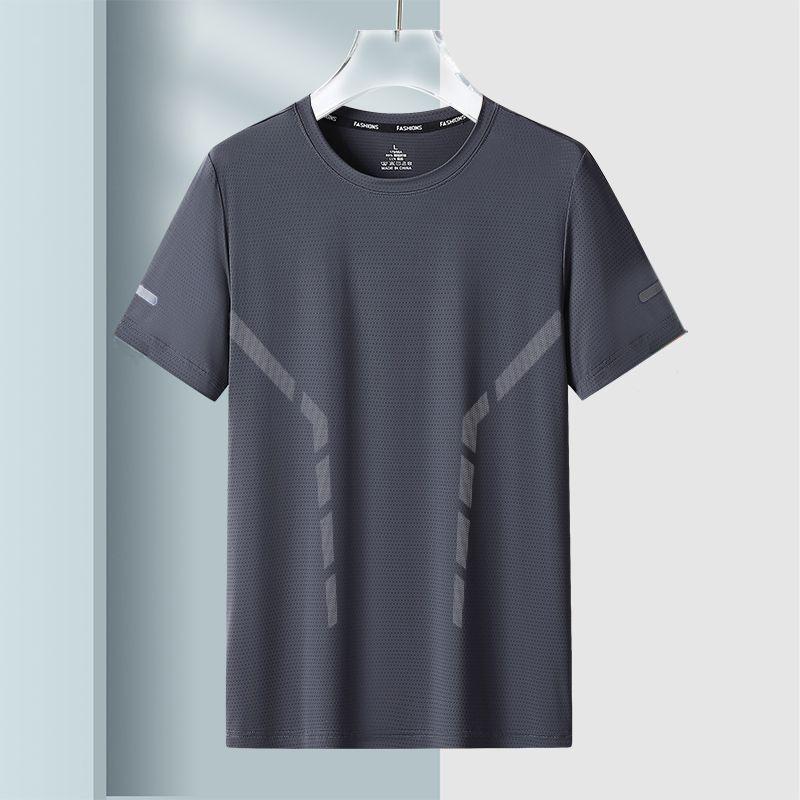 Herren Sommer Eis Seide Mesh Locker Geschnittenes Kurzarm T-Shirt, Atmungsaktiv und Übergröße